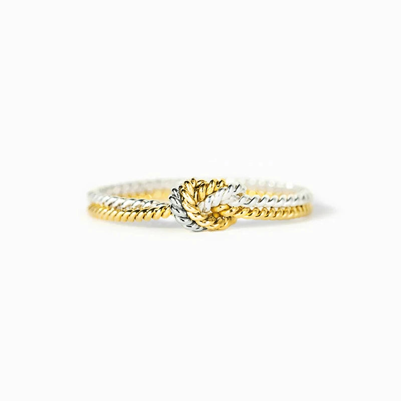 Huitan Two-Tone Brass Knot Ring – Women's Statement Ring Fashion Statement Ring Axl T0198 5