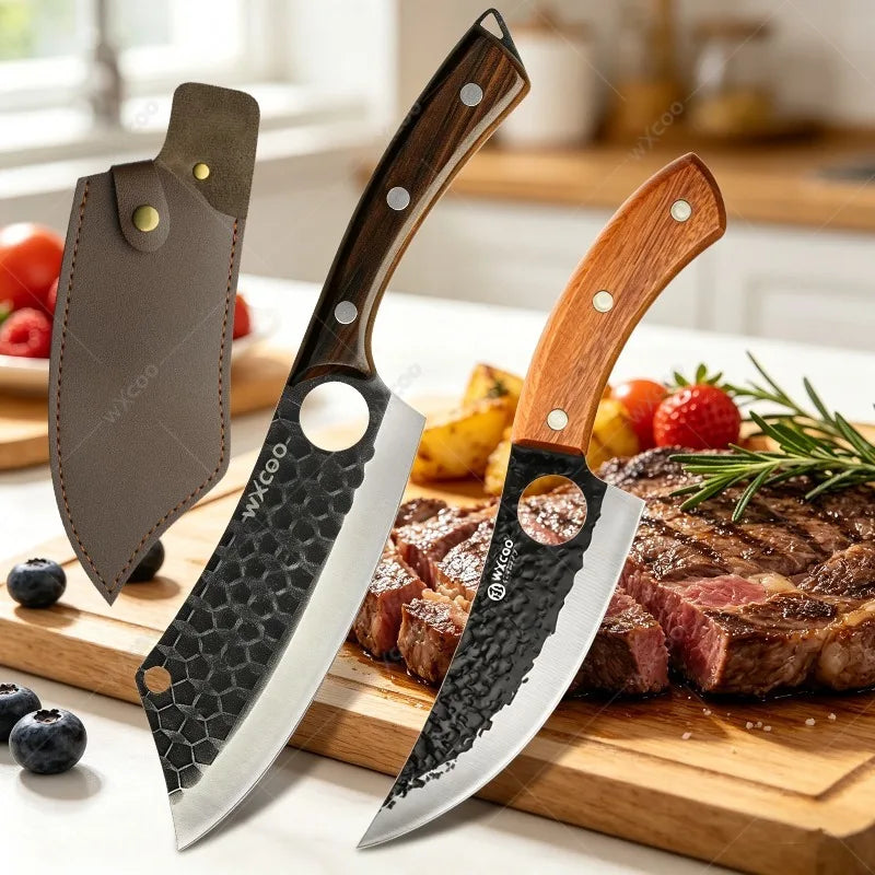 WXCOO Handmade Stainless Steel Chef & Boning Knife with Cover Chef Boning Knife Axl