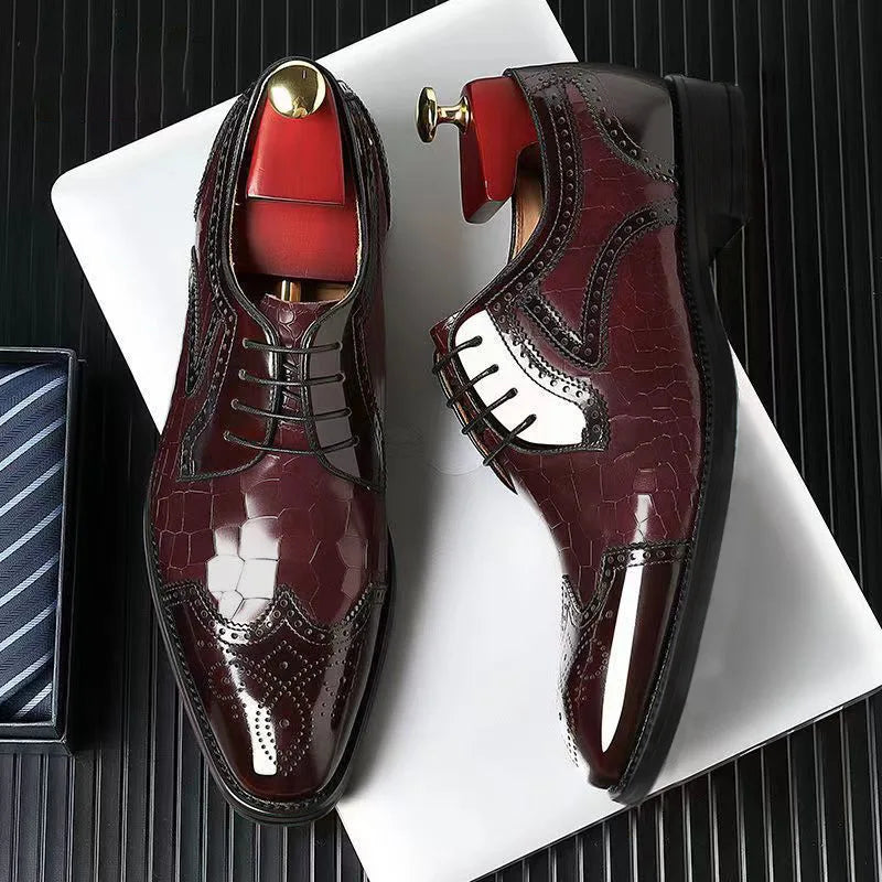 YBQJOO Men's Pointed Toe Brogue Oxford Dress Shoes Men's Dress Shoes Axl