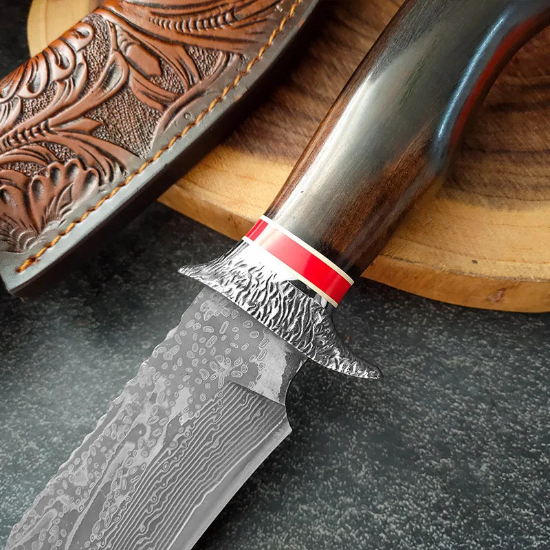 InLeung Damascus Steel Boning Knife – Hand Forged Wood Handle Damascus Kitchen Knife Axl