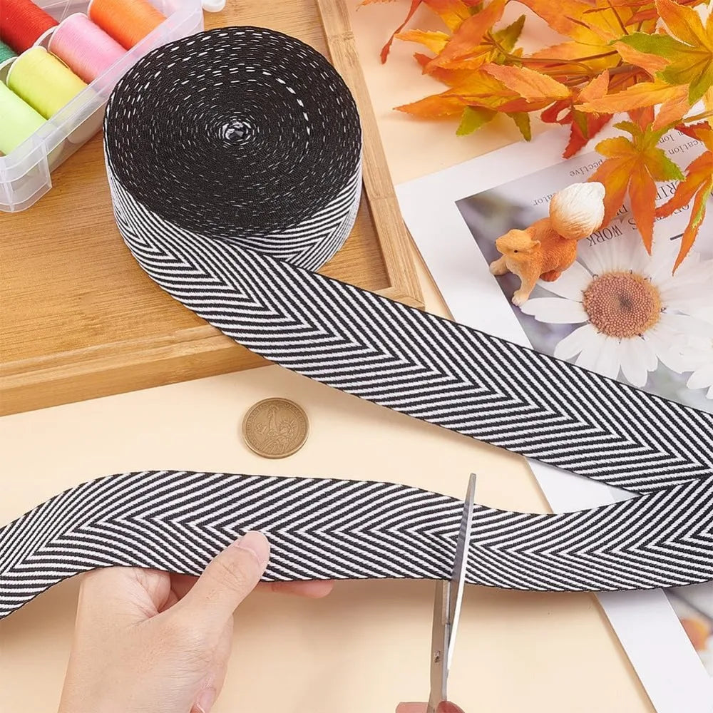 Black Herringbone Twill Tape Ribbon 40mm – Polyester Webbing Twill Tape Ribbon Axl