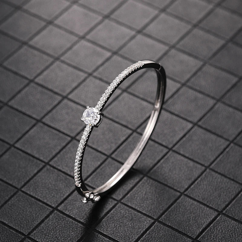 Huitan Luxury Cubic Zirconia Bangle Bracelet for Women Bangle Bracelet Axl
