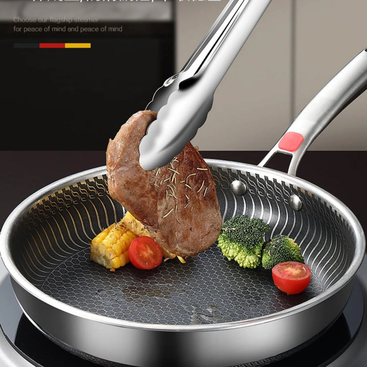 Stainless Steel Silicone Food Tongs 9 & 12 Inch – Set of 2 Kitchen Food Tongs Axl
