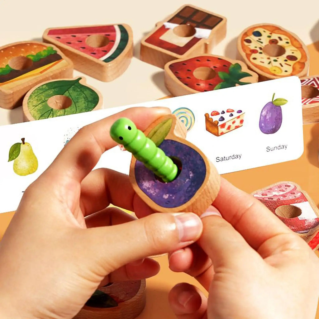 Wooden Threading Beads Toy – Toddler Sorting & Learning Set Wooden Threading Toy Axl