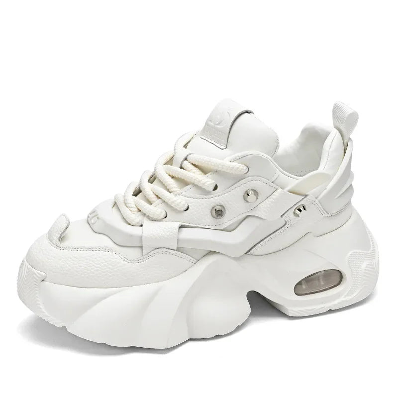 Men's Chunky Sneakers – Lace-Up Height Boost Casual Shoes Chunky Sneakers Axl White 42