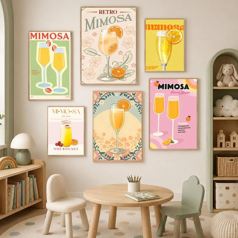 Cocktail Mimosa Self-Stick Wall Art Poster – Waterproof HD Wall Art Poster Axl