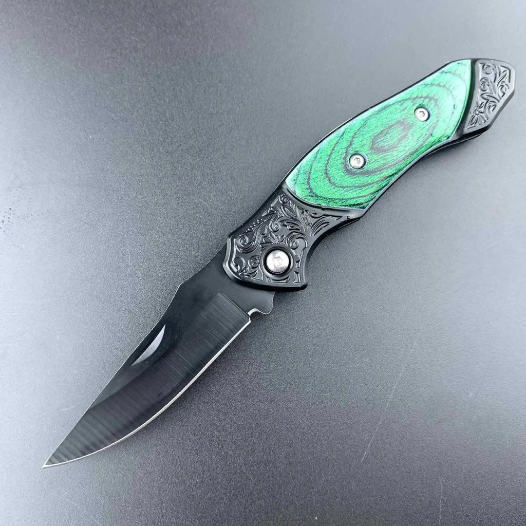 Folding Pocket Knife – Stainless Steel EDC Camping Outdoor Knife Folding Pocket Knife Axl 1PC GEEN