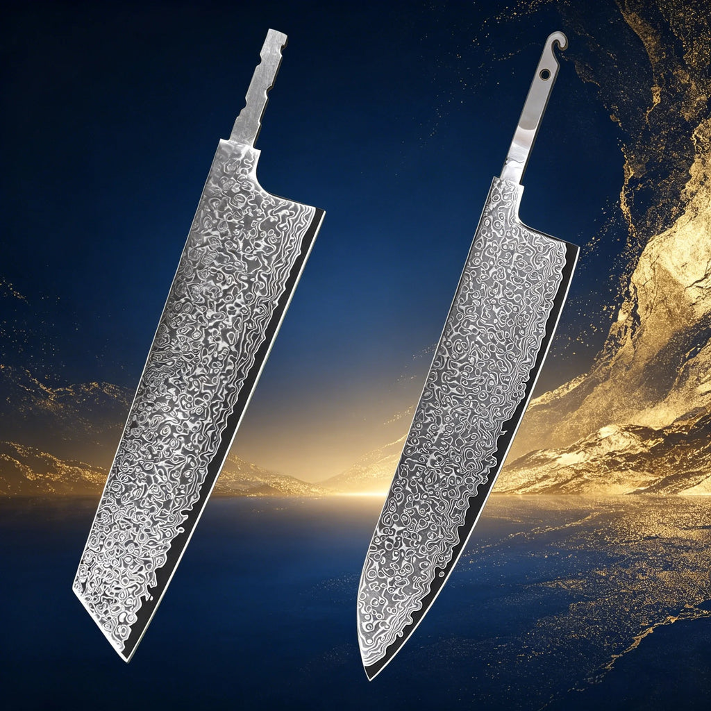Hand Forged Damascus Steel Chef Knife Blade – 1 or 2 Pcs Damascus Knife Blade Axl