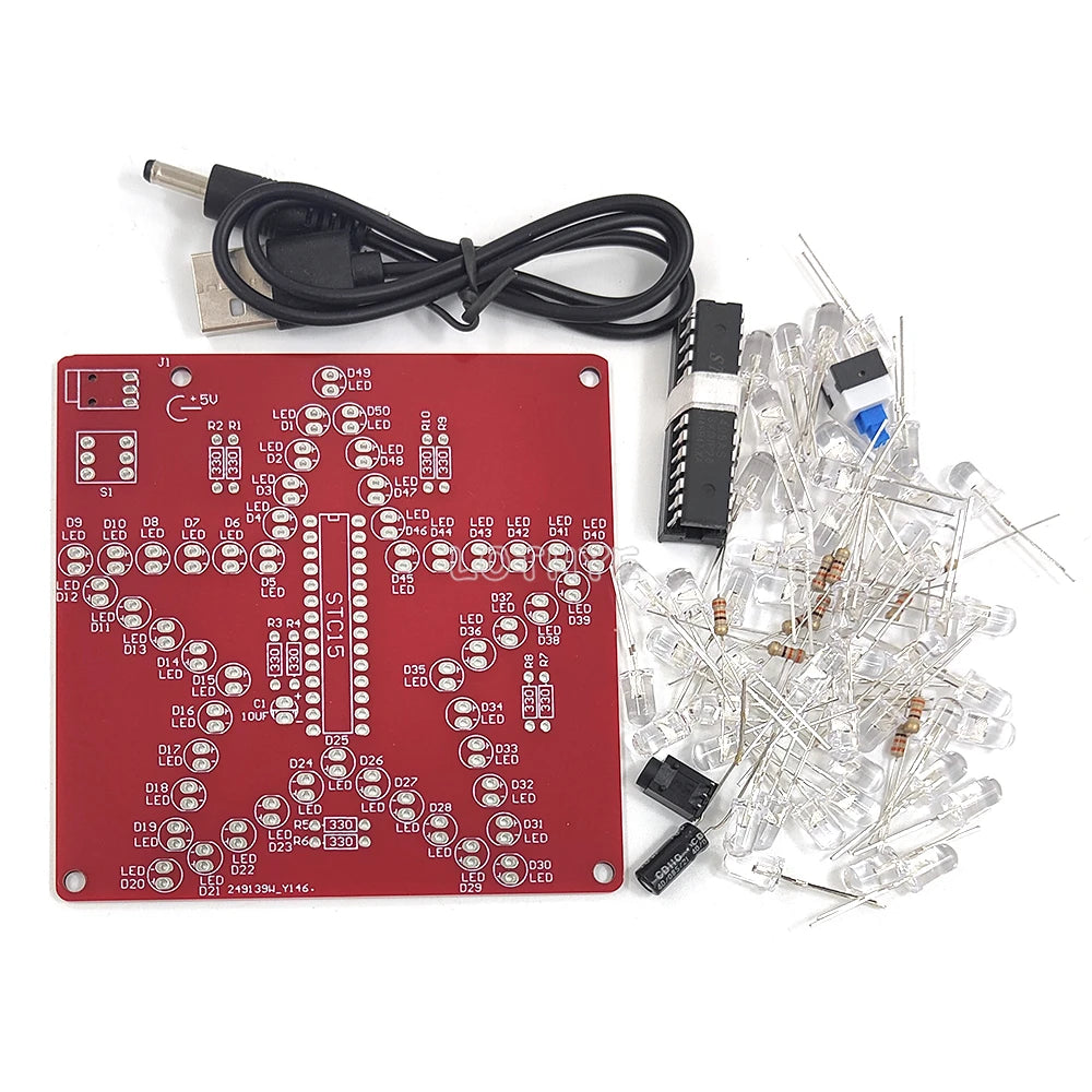 RGB LED Pentagram DIY Kit – 51 Microcontroller 5V Solder Kit DIY Electronics Kit Axl