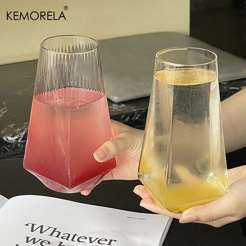 KEMORELA 500ml Geometric Highball Crystal Glasses – 1 or 2 Pack Highball Glass Set Axl