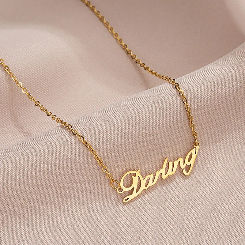 Women's Gold Letter Pendant Titanium Steel Necklace | Initial Initial Pendant Necklace Axl
