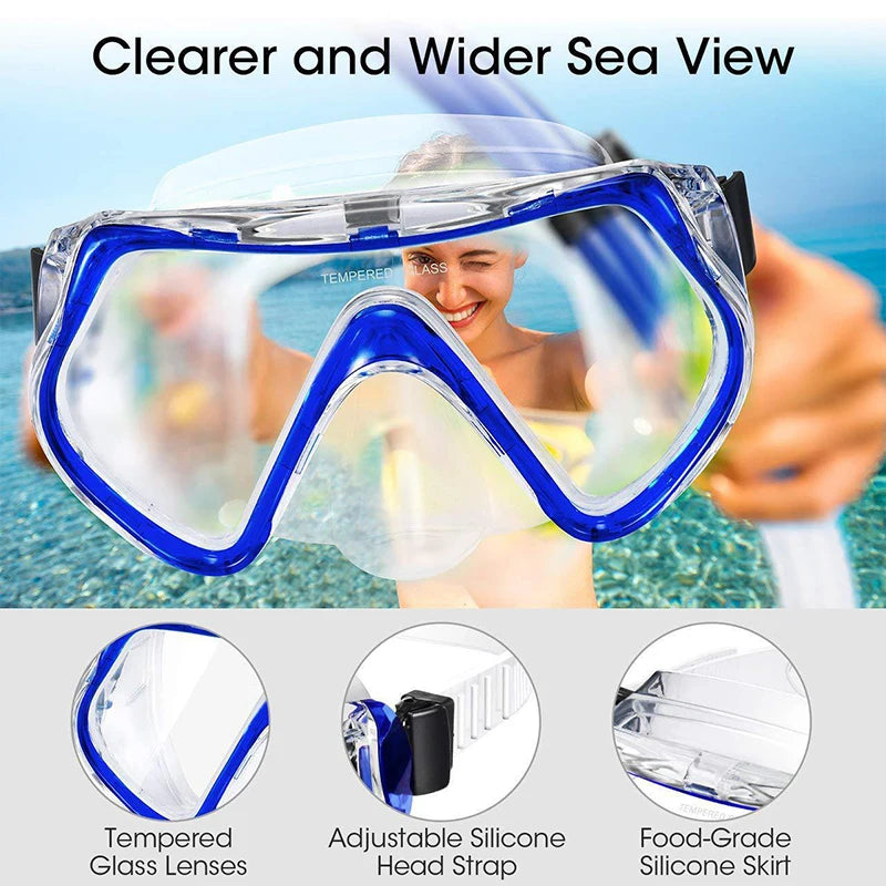 Tempered Glass Diving Mask – Large Frame Snorkeling Goggles Diving Snorkel Mask Axl