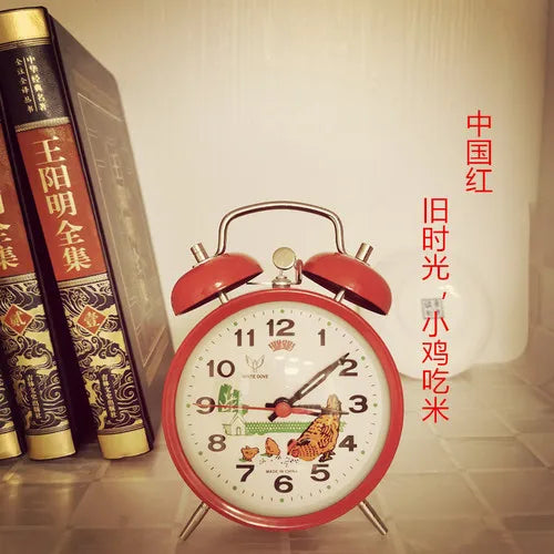 Retro Mechanical Wind-Up Alarm Clock – Metal Clockwork Desk Mechanical Alarm Clock Axl Red