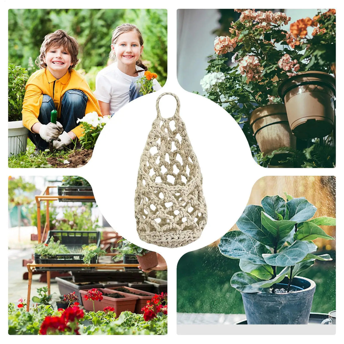 Boho Macrame Plant Hanger | Cotton Woven Wall Basket Macrame Plant Hanger Axl