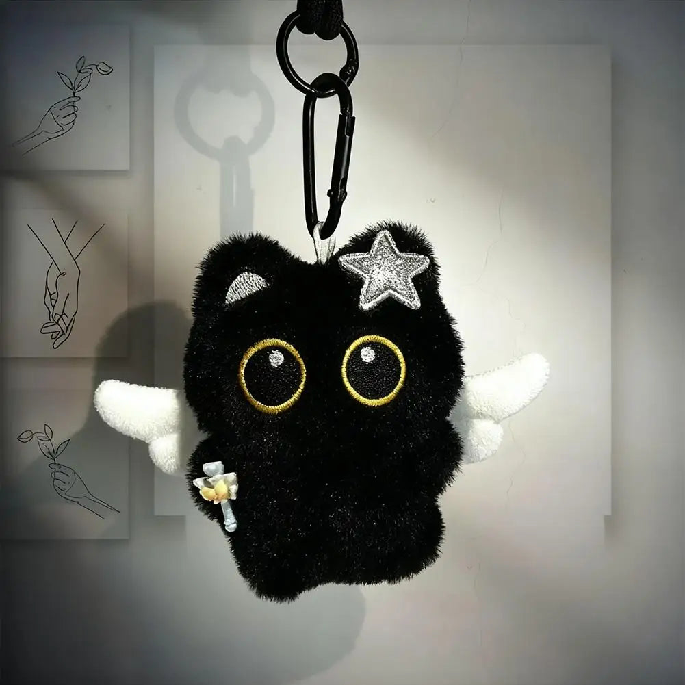 Plush Black Cat Keychain – Cute Bag Charm & Car Keyring Gift Plush Keychain Charm Axl
