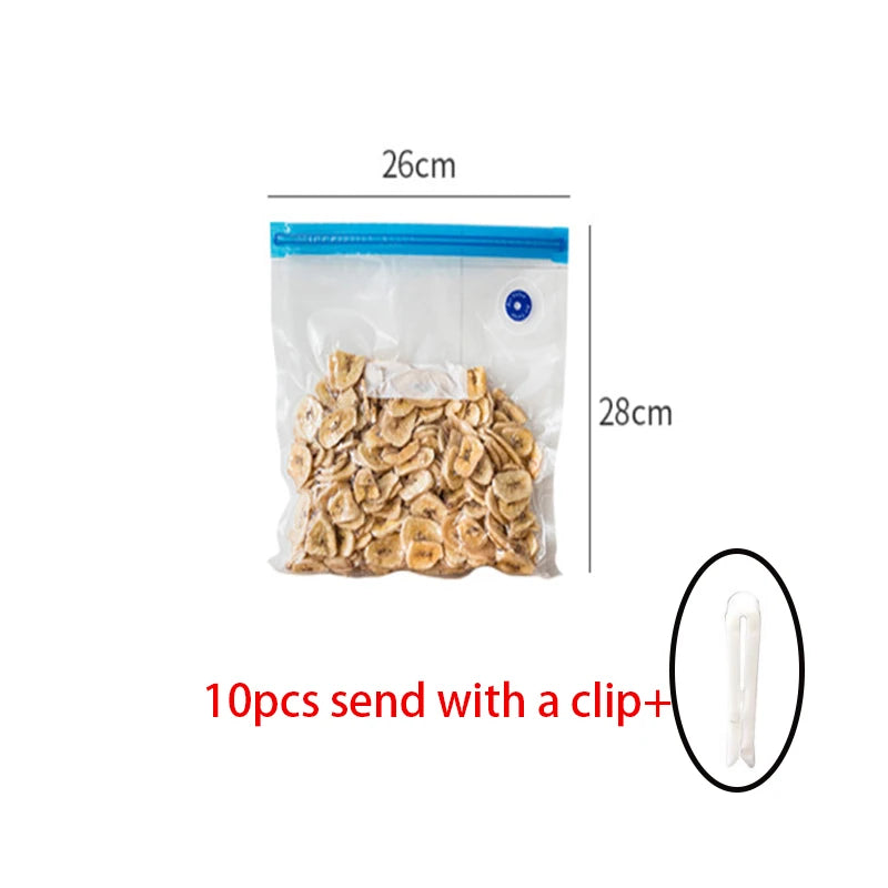 Reusable Vacuum Zipper Bags for Food Storage – 5 or 10 Pack Food Storage Bags Axl 10pcs 26 with 28