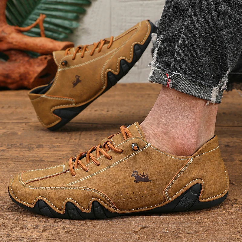ZULIWAGN Men's Waterproof Anti-Slip Casual Loafers | Lace-Up Men's Casual Loafers Axl Black Brown 44