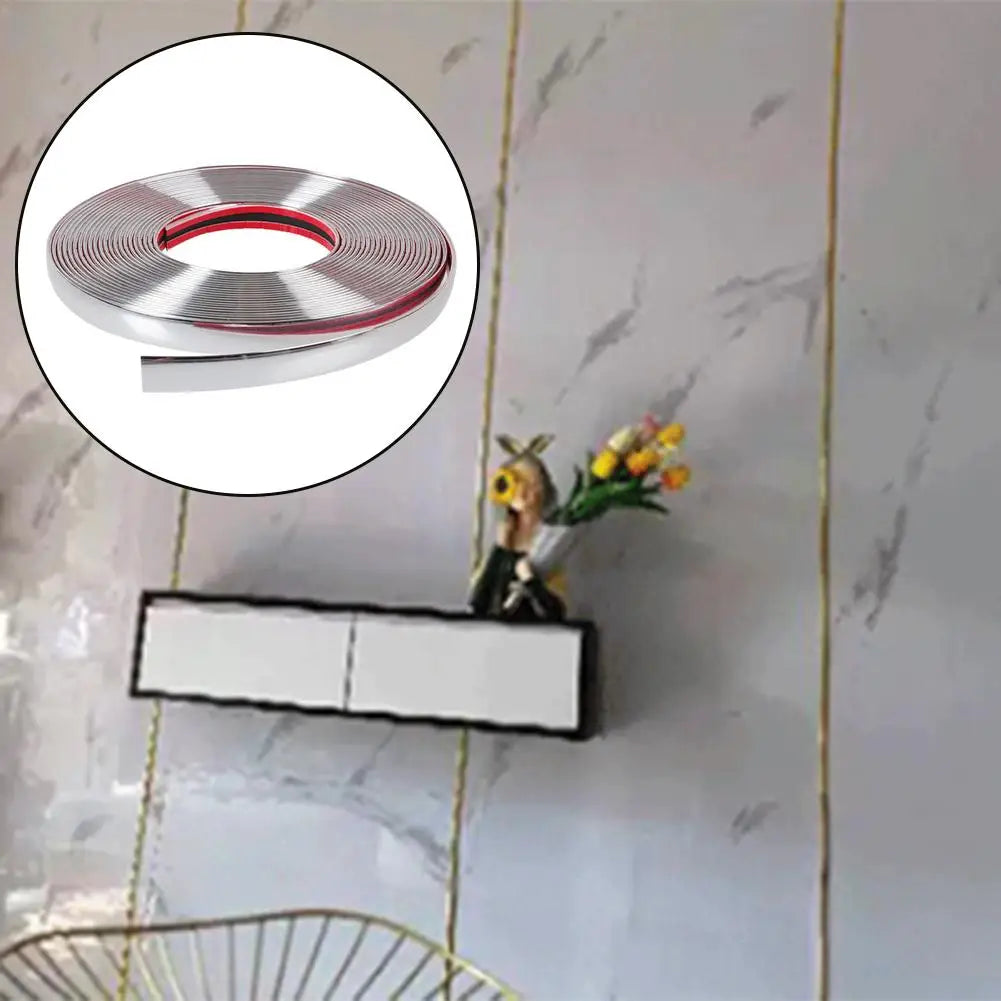 PVC Ceiling Tile Edging Trim 12.5m x 10mm – Silver Finish Decorative Trim Strip Axl