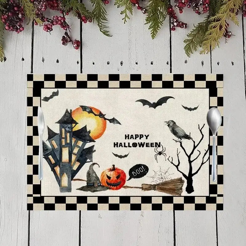 Halloween Plaid Placemat 42x32cm – Heat-Resistant Table Mat Halloween Placemat Axl