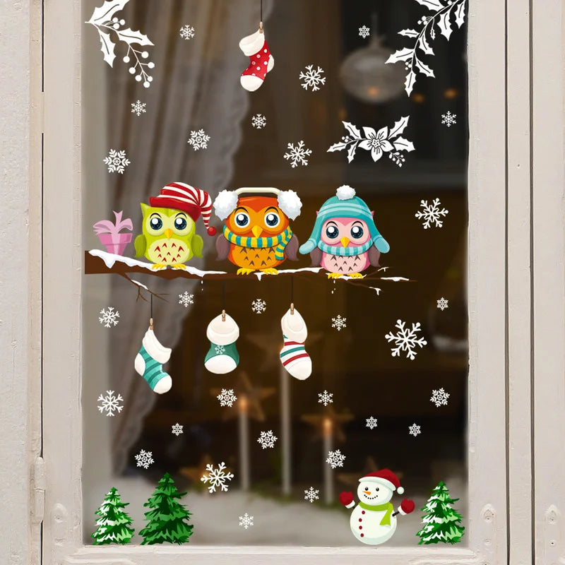 Branch Owl Snowflake Christmas Wall & Window Stickers Decal Wall Sticker Decal Axl