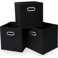 Foldable Fabric Storage Bins with Handles – Set of 1 or 3 Fabric Storage Bins Axl Black-3pcs