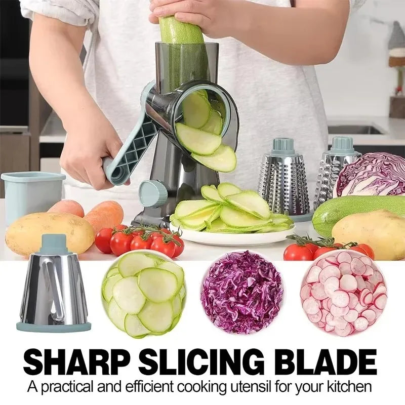 KEMORELA 3-in-1 Rotary Cheese Grater with Container & Slicer Rotary Cheese Grater Axl
