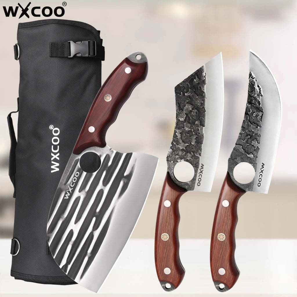 Hand-Forged Kitchen Knife Set – Butcher, Boning & Cleaver Kitchen Knife Set Axl
