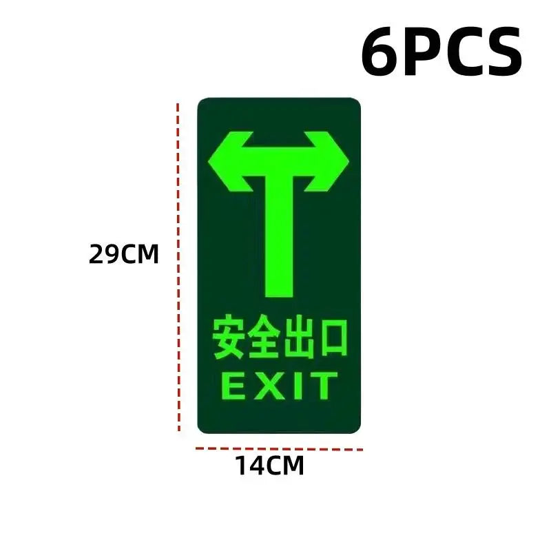 Glow in the Dark Exit Floor Stickers – Evacuation Signs 2/6 Pack Safety Floor Stickers Axl exit L R ahead 2pcs