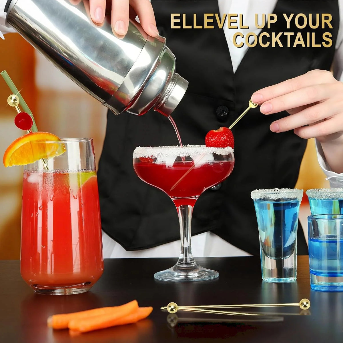Stainless Steel Cocktail Picks – Martini & Fruit Sticks 10/50/100pc Cocktail Picks Axl