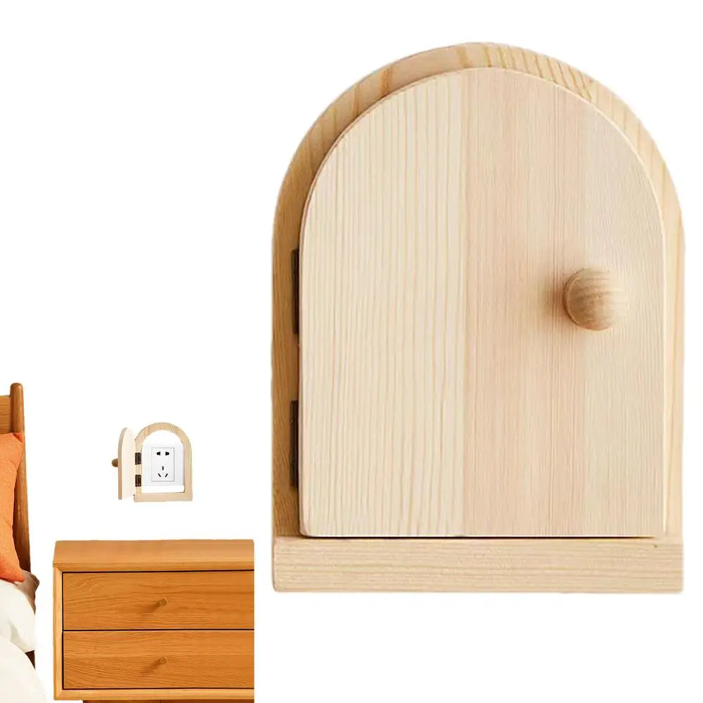 Fairy Door Wooden Wall Outlet Cover – Decorative Socket Frame Wall Socket Cover Axl pine