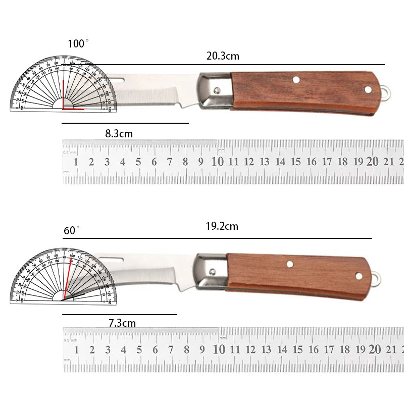 Stainless Steel Folding Knife – Wood Handle Outdoor Multi-Tool Folding Pocket Knife Axl