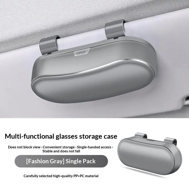 Car Sun Visor Glasses Holder – Eyeglass Case Storage Box Car Visor Organizer Axl Gray