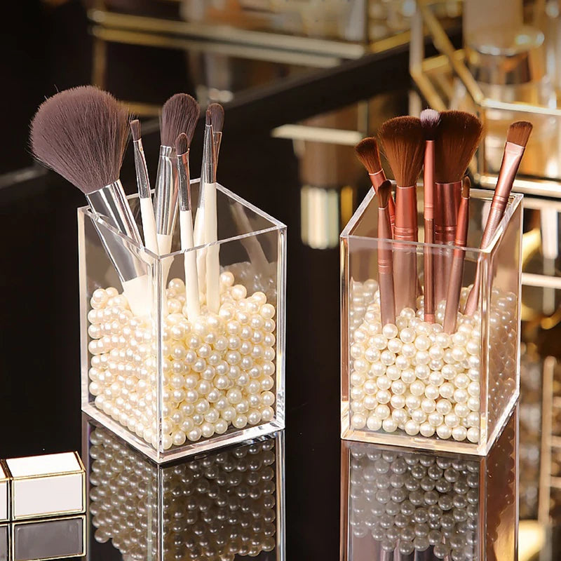 Clear Plastic Makeup Brush Holder & Desktop Cosmetic Organizer Makeup Brush Holder Axl