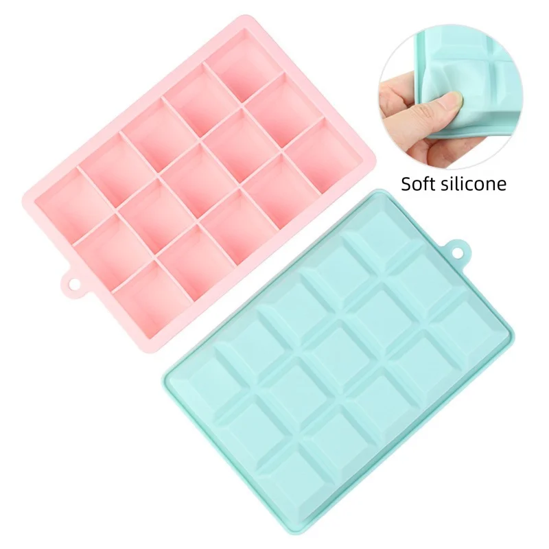 15-Grid Silicone Ice Cube Tray with Lid – Easy Release Mold Silicone Ice Tray Axl