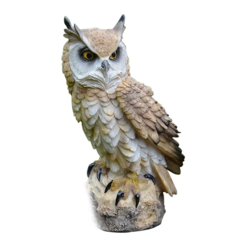 Lifelike Owl Resin Garden Figurine – Indoor & Outdoor Décor Garden Figurine Axl White