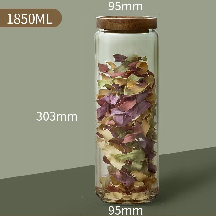 KEMORELA Glass Airtight Canister with Wood Lid | Kitchen Storage Glass Storage Canister Axl E