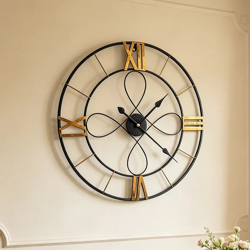 Retro Metal Wall Clock – 60cm Silent Large Living Room Decor Wall Clock Axl