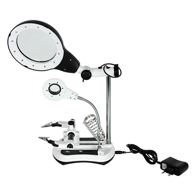 LED Desktop Magnifier & Third Hand Soldering Loupe with Clips Desktop Magnifier Loupe Axl