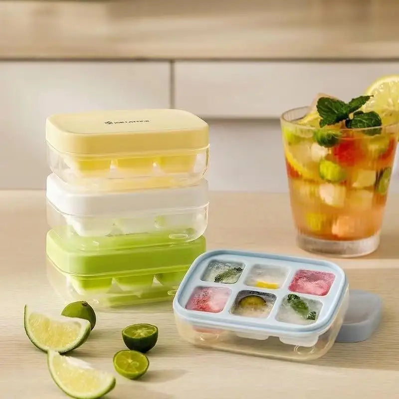 6-Cavity Silicone Ice Cube Tray – Easy Press Release DIY Mold Ice Cube Tray Axl
