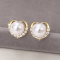 Huitan Heart Pearl Stud Earrings – Women's Trendy Fashion Jewelry Pearl Stud Earrings Axl E4595
