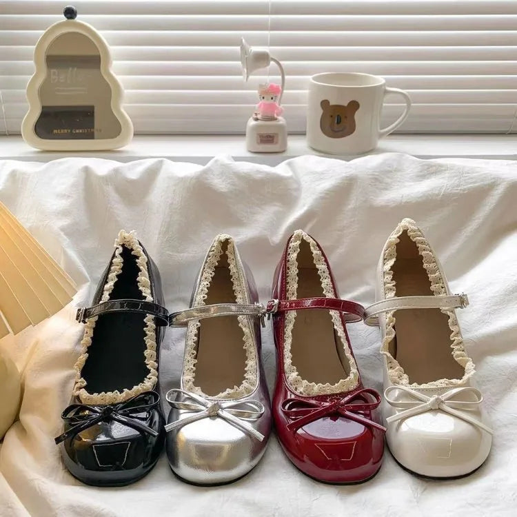 Women's Mary Jane Butterfly-Knot Block Heel Dress Shoes Mary Jane Heels Axl