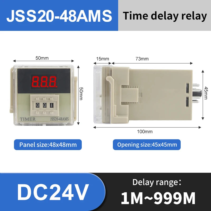 JSS20-48 Programmable Digital Time Relay DC24V AC220V LED Digital Time Relay Axl 999M-DC24v
