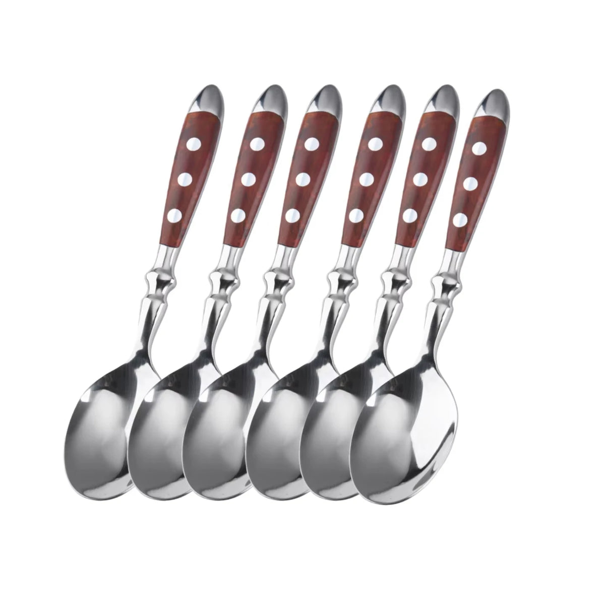 6-Piece Stainless Steel Cutlery Set – Steak Knife, Forks & Spoons Flatware Cutlery Set Axl 6 Pc tea spoon
