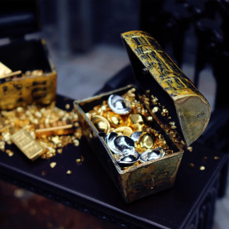 1:12 Dollhouse Mini Treasure Chest Gold Bar & Coin Model Set Dollhouse Miniature Axl