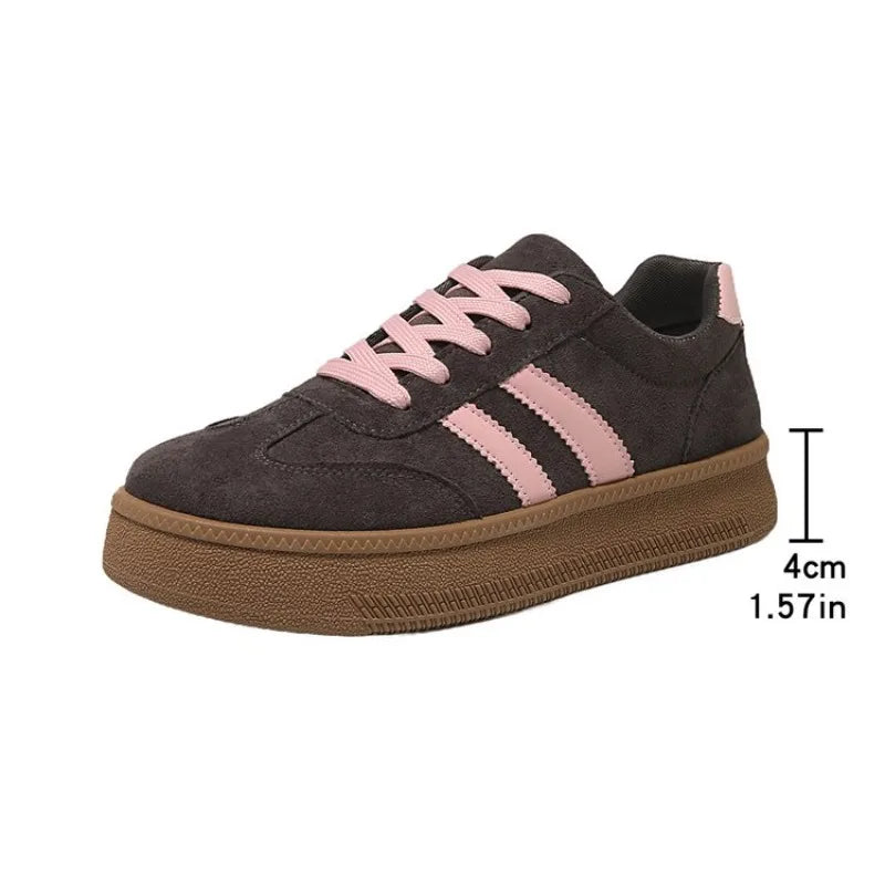 Women's Suede Platform Sneakers – Non-Slip Lace-Up Casual Shoes Platform Sneakers Axl 36 GRAY