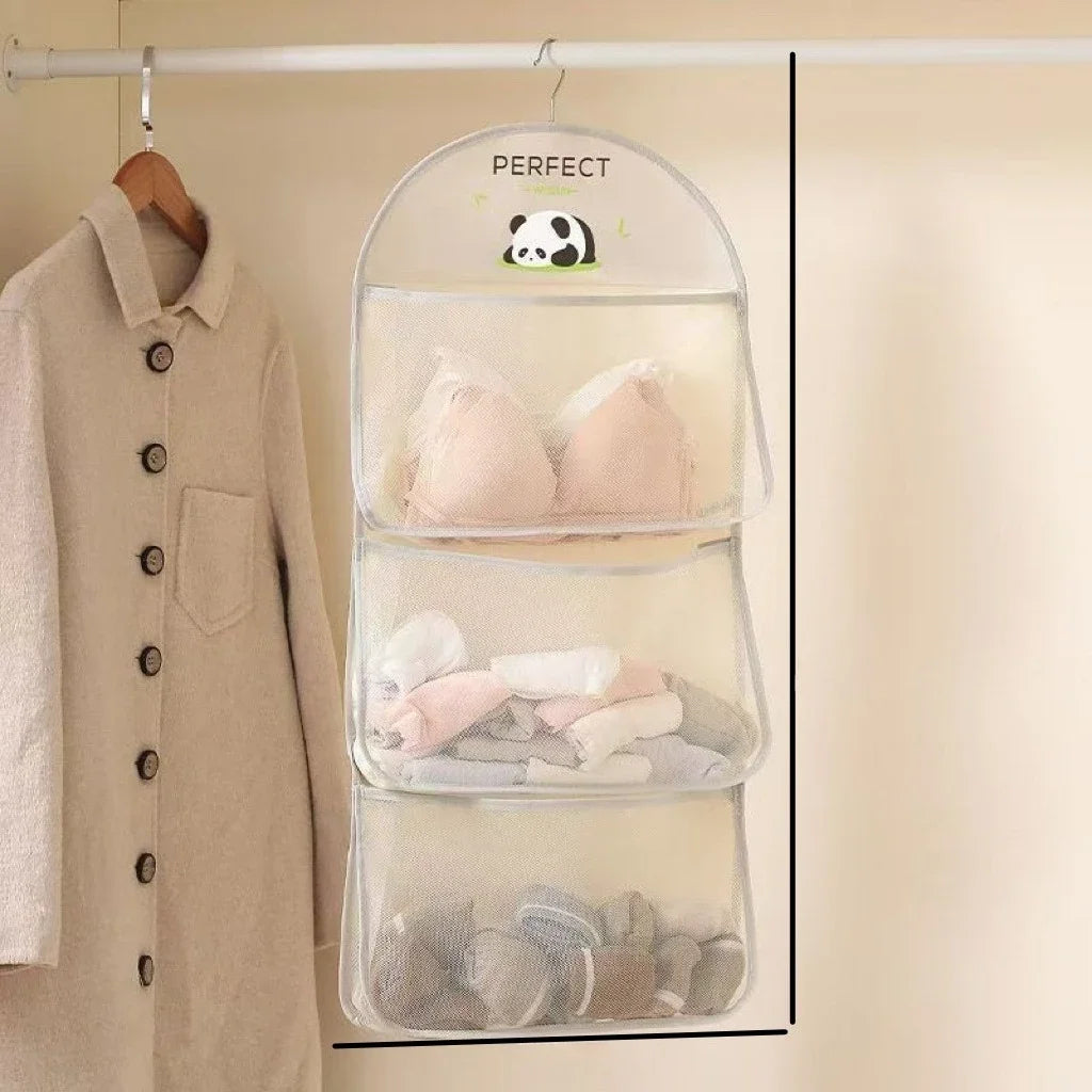 3-Tier Hanging Mesh Bag – Wall-Mounted Underwear & Sock Organizer Hanging Storage Organizer Axl