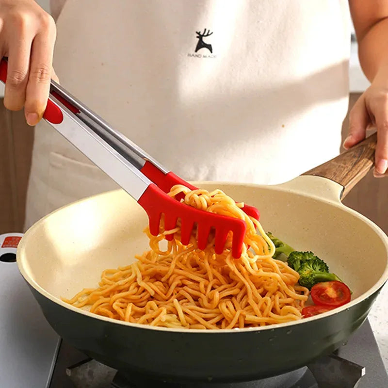Stainless Steel Silicone Food Tongs – Heat Resistant BBQ Kitchen Clip Kitchen Tongs Axl