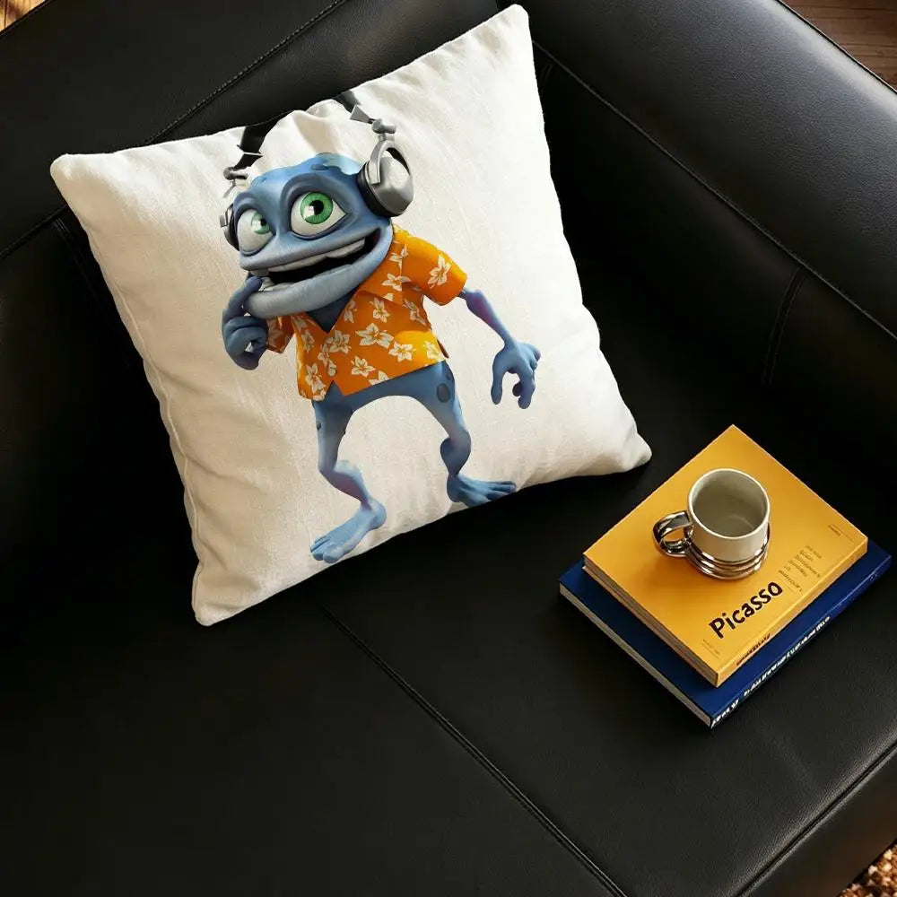 Cartoon Frog Linen Cushion Cover | Sofa, Bed & Chair Pillow Set Linen Cushion Cover Axl