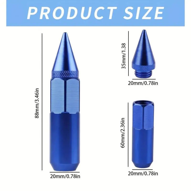 20-Pack M12 x 1.5 Forged Aluminum Spike Wheel Lug Nuts Wheel Lug Nuts Axl