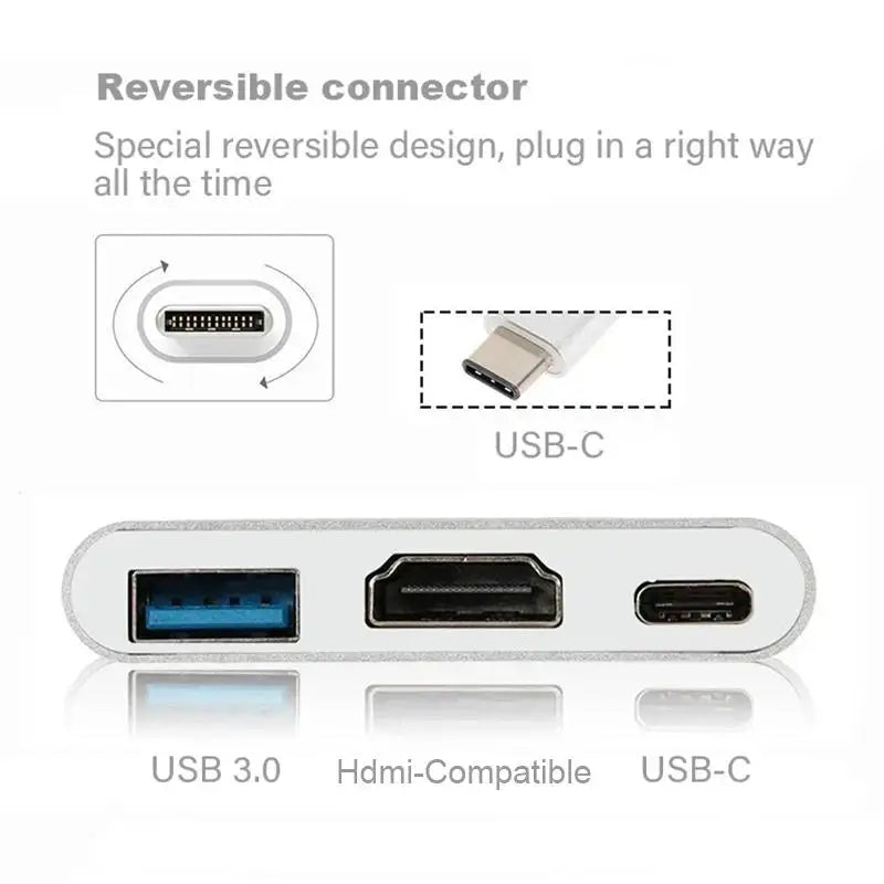 USB-C Hub 3-in-1 – 4K HDMI, USB 3.0 & PD Fast Charging USB-C Multiport Hub Axl